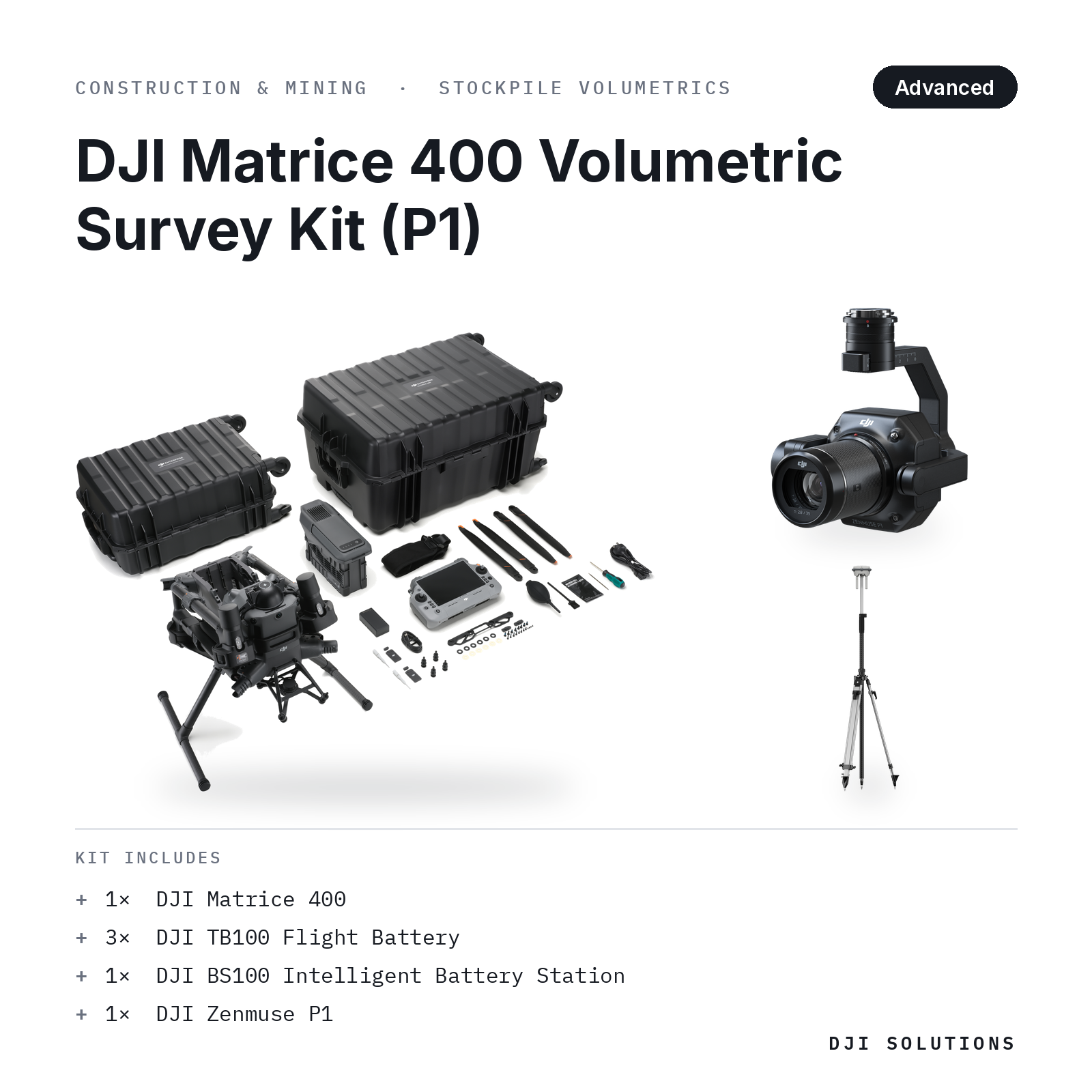 DJI Matrice 400 Volumetric Survey Kit (P1) — kit contents graphic